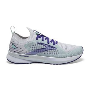 Brooks Levitate StealthFit 5 Road Running Shoes - Womens, White/Navy/Blue | IE-QAU932146